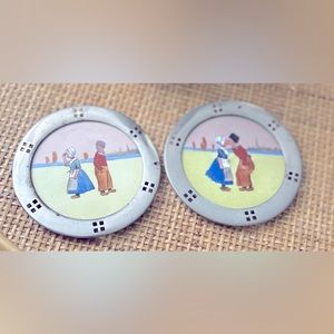 GS Zell Baden Dutch Scenes Set of two trivets